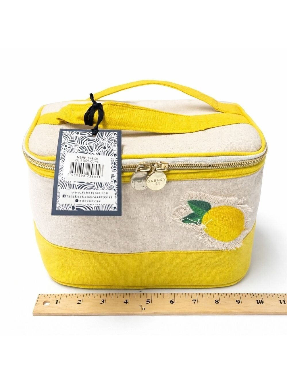 Dabney Lee Lemon Cosmetic Bag NWT Yellow Canvas Travel Makeup Case Cute Gift - Picture 6 of 8